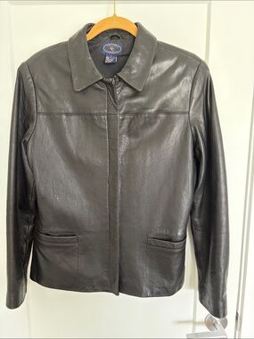 Classic Black Leather Zip-Front Jacket by Chelsea Campbell